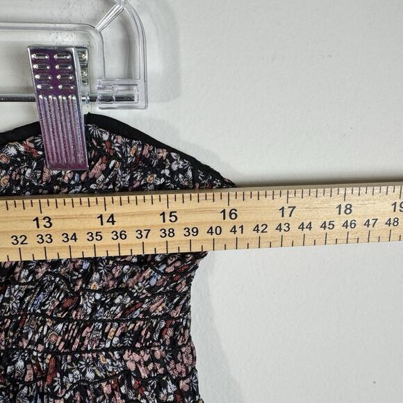 MAX STUDIO Floral Boho Midi Skirt Black Multicolor Smocked Waist Lined Flowy MED - Picture 3 of 7